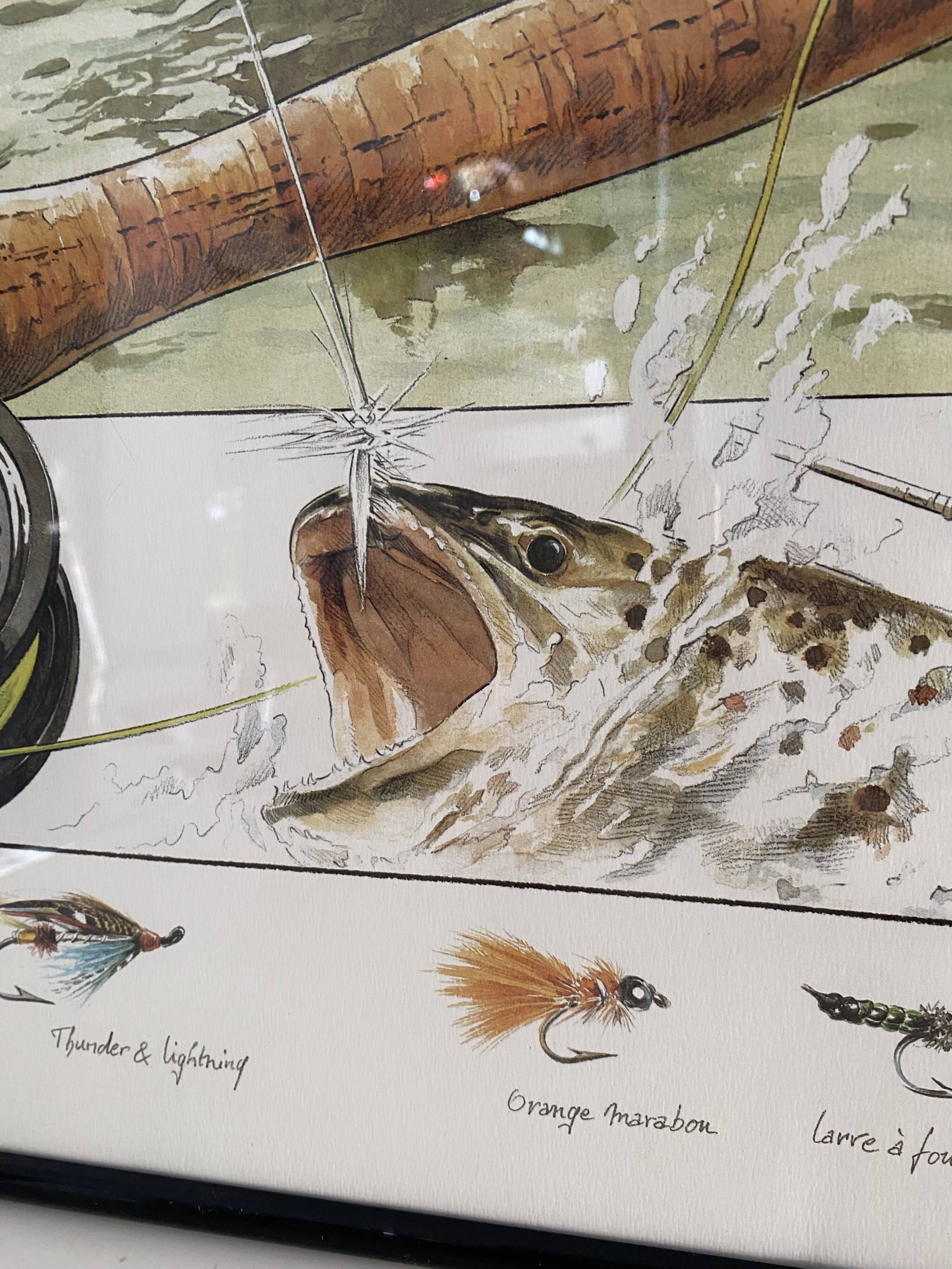Tableau Image d'Épinal "La Pêche à la Mouche" Olivier Claudon