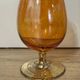 3 coloured smoked glass liqueur glasses with golden stems, vintage.