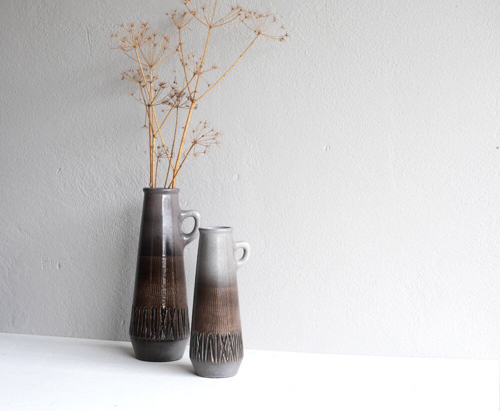 Mid-century modern art ceramic vases by Ingrid Atterberg for Upsala-Ekeby, 1970s, set of 2