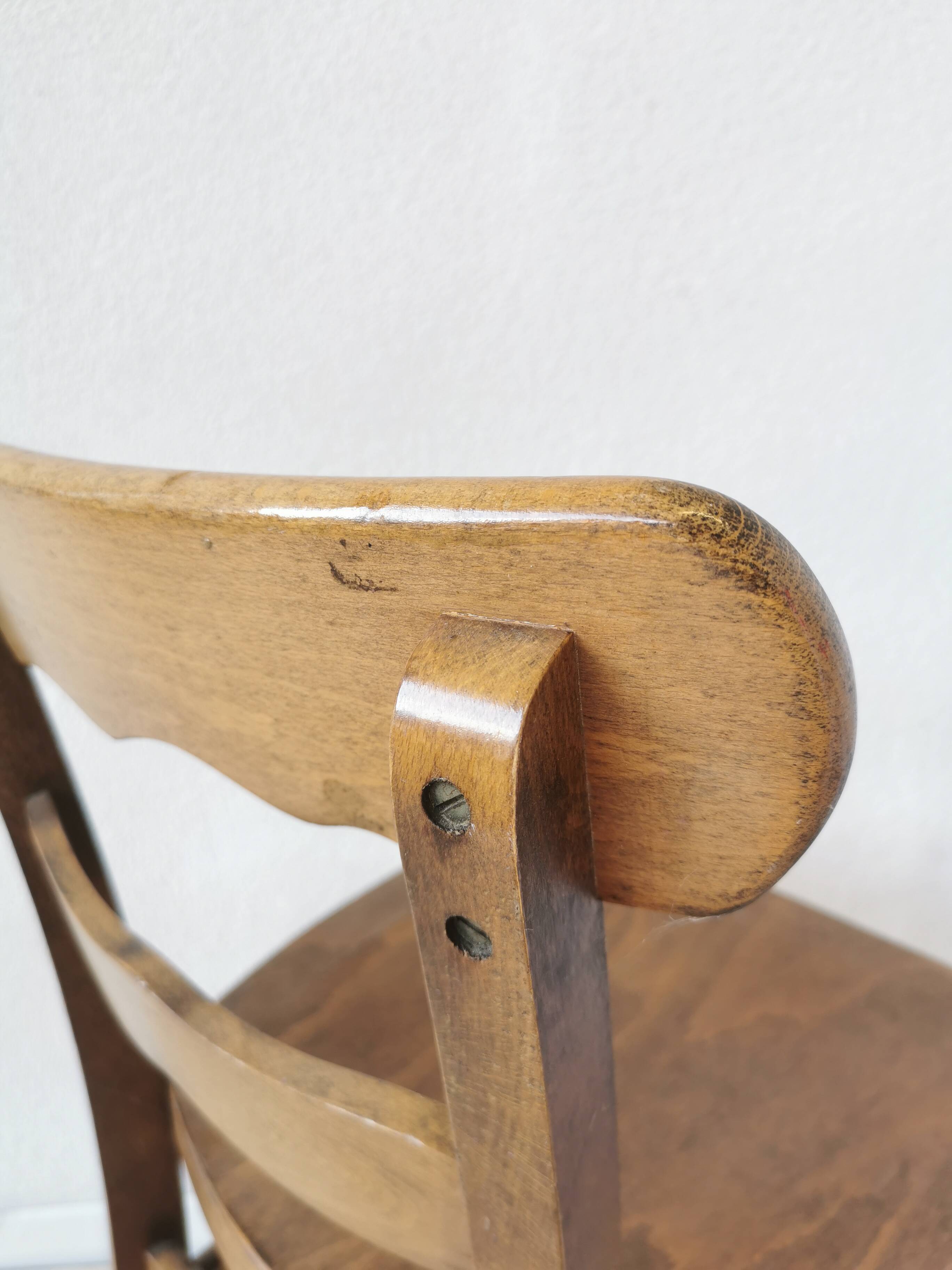 Vintage Wooden Dining Chair: Tyrolean Farmhouse Bistro, 1970s