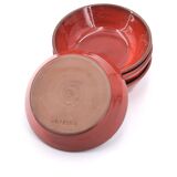 Four red ceramic dessert bowls from Vallauris, 1970s