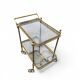 Serving cart - Neoclassical bar trolley in brass and glass