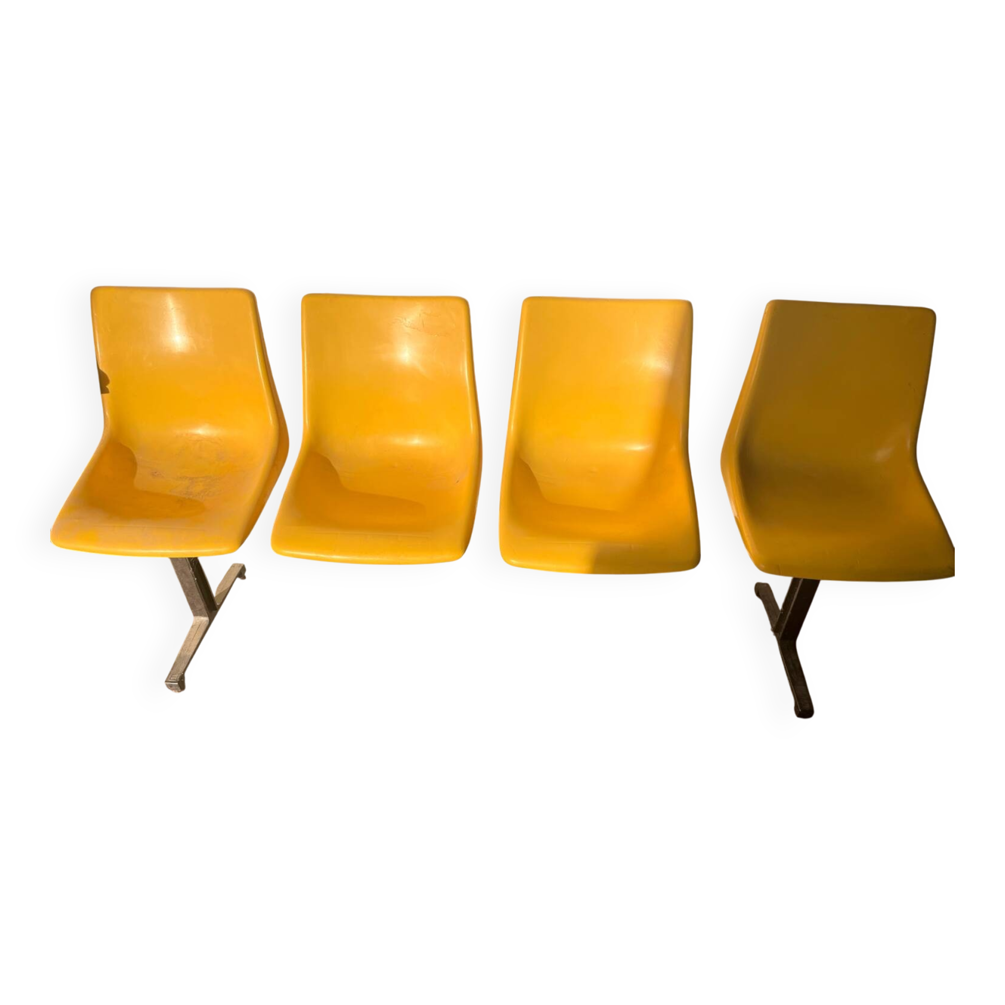 Waiting bench, vintage yellow sofa