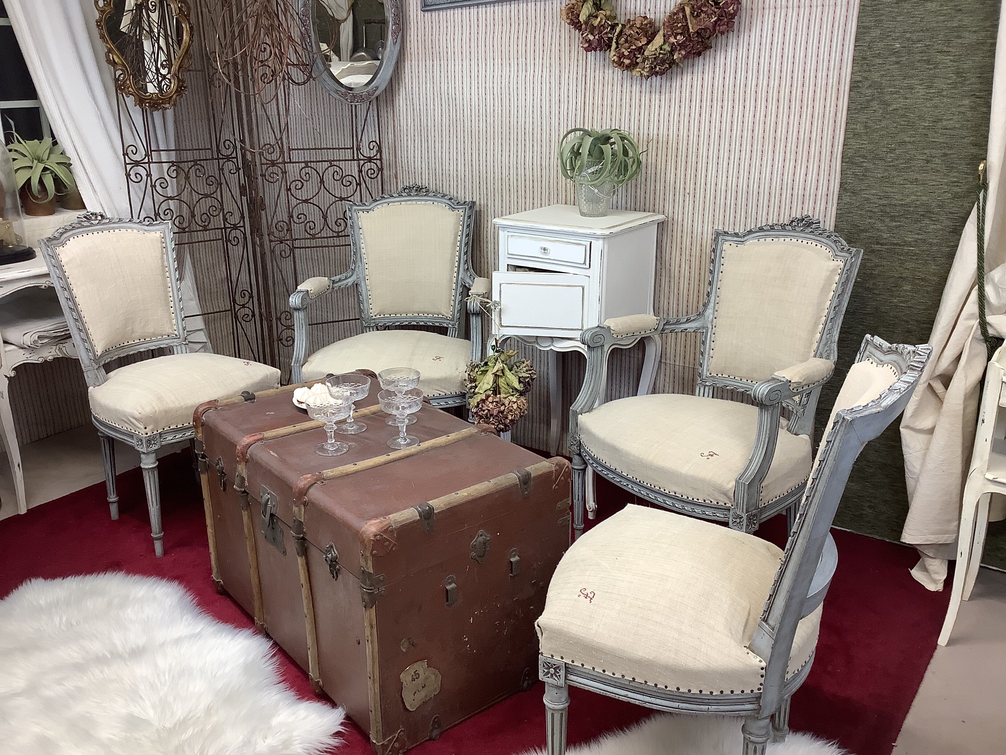 Pair of antique Louis XVI style chairs, completely renovated