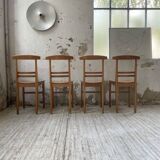 4 golden oak chairs