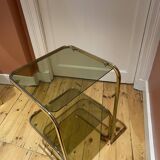 1970 side table with smoked mirror and metal