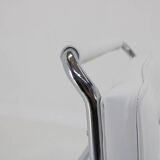 1940s Rare Restored Bauhaus Chrome Plated Adjustable Armchair in White Leather, Czechoslovakia