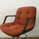 Vintage orange armchair model 451 with wheels by Steelcase Strafor, design by Randall Buck