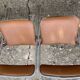 4 folding chairs chromed metal and Skaï fawn 1970