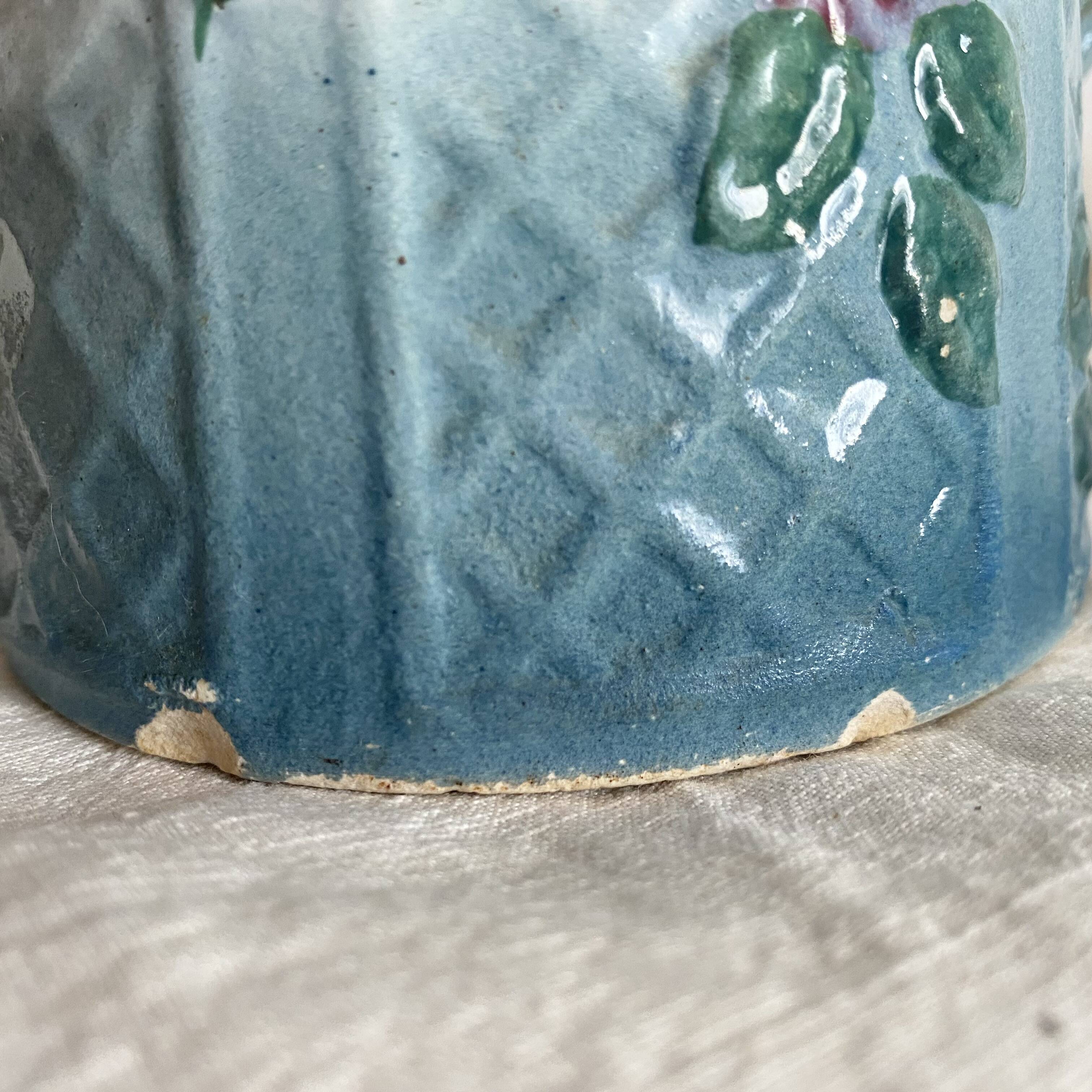 Art Nouveau slip pitcher with roses