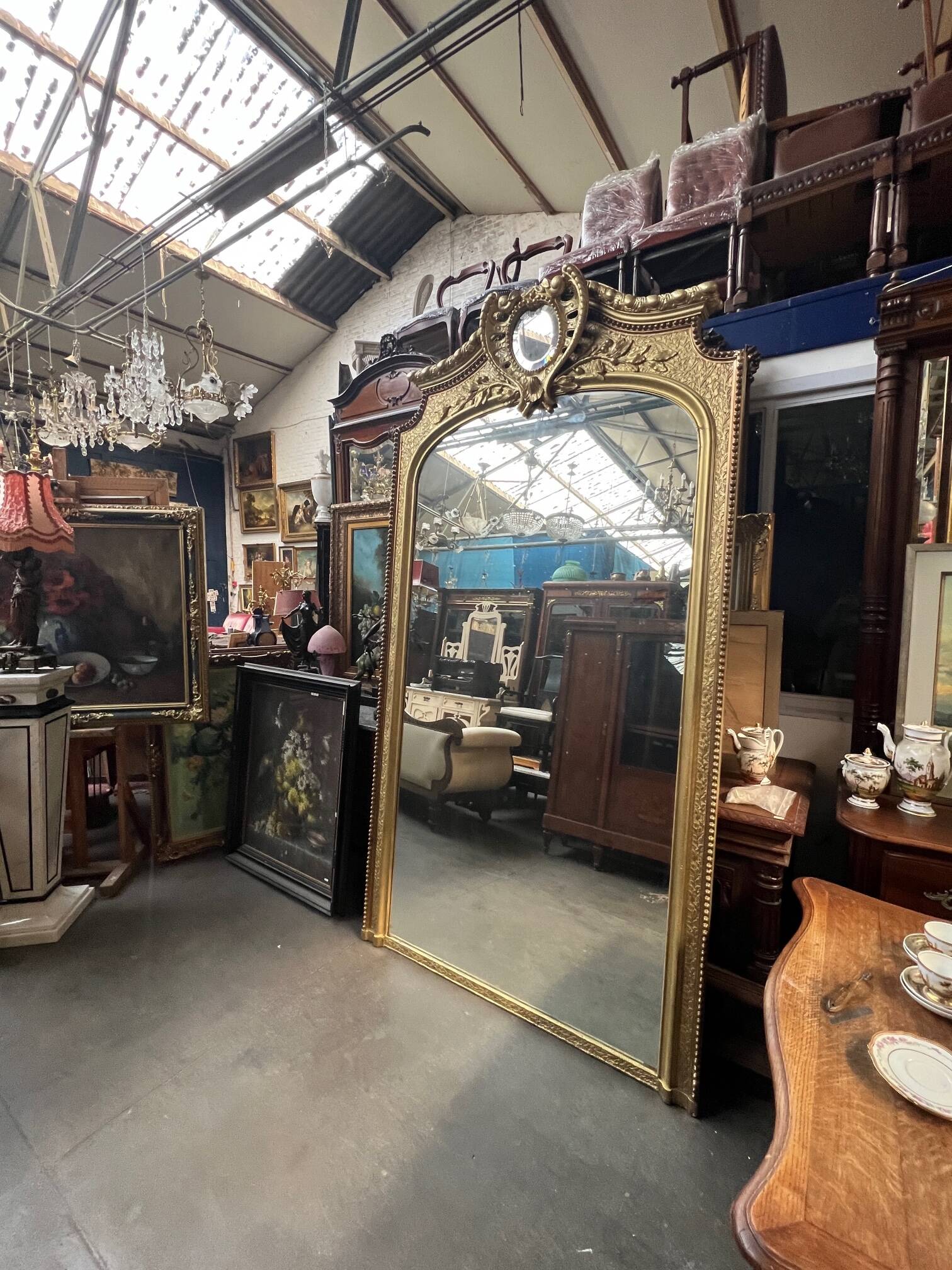 Large antique castle mirror