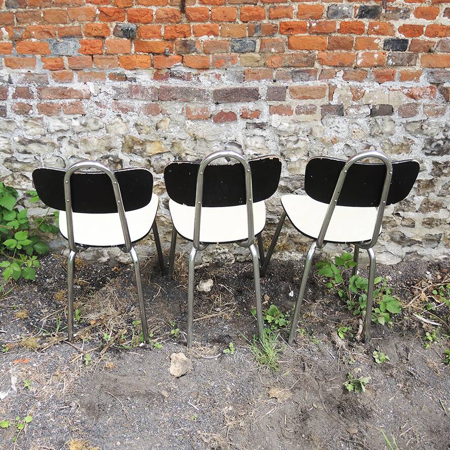3 old yellow formica chairs