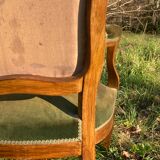 Armchair Voltaire Louis Philippe in wood green velvet XIX