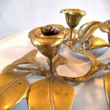 Bronze candle holder with three flowers design 60s - 70s