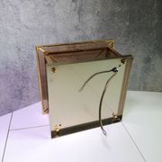Ceiling lamp or square wall lamp in brass, beveled and tinted glass 1970