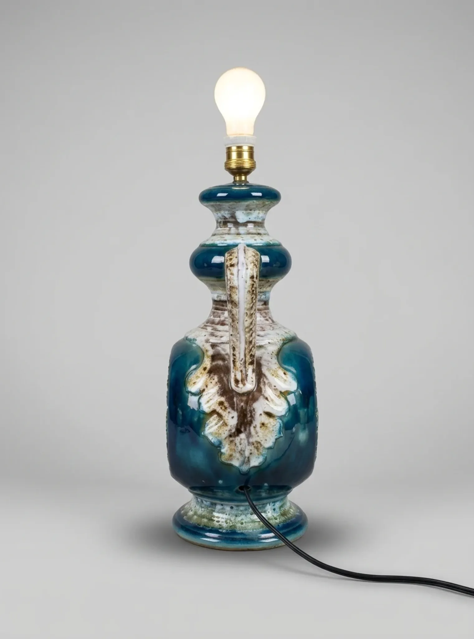 Vintage Glazed Ceramic Artistic Lamp (1960s/1970s)