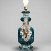 Vintage Glazed Ceramic Artistic Lamp (1960s/1970s)