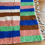 Berber carpet boujad colorful blue majorelle green brown peach