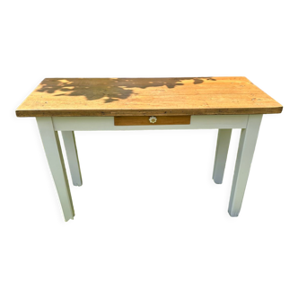 Table de ferme en chêne 1 tiroir