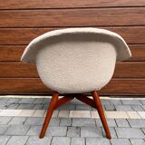 Armchair shell, renovated fabric with buckles, design F.Jiràk for Vertex, vintage Czech 1960s