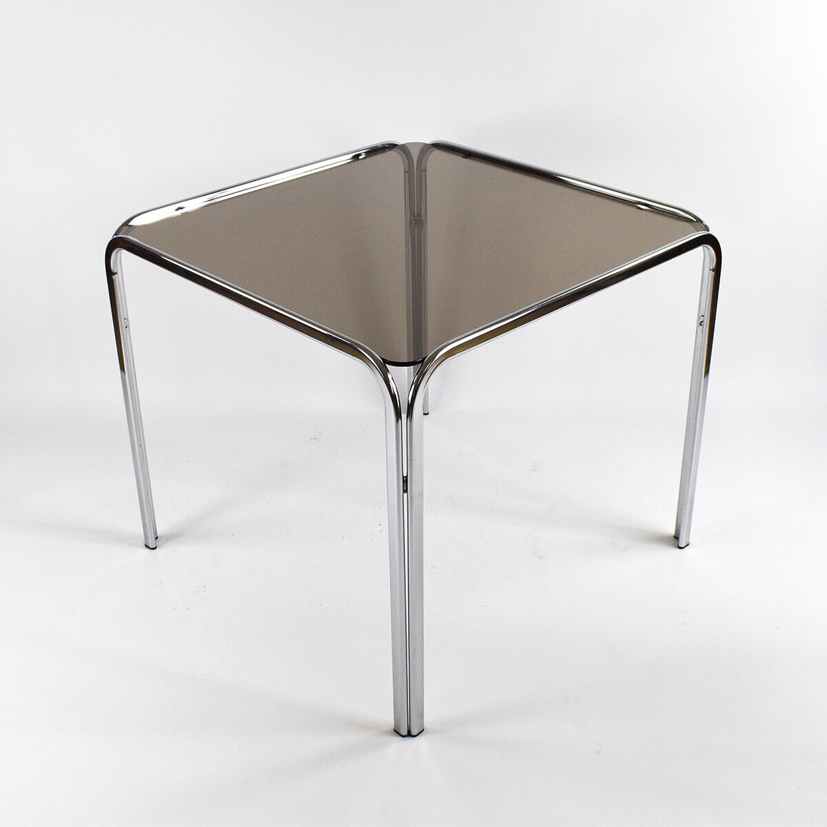 Dining Table with chrome frame and smoked glass top 1970s