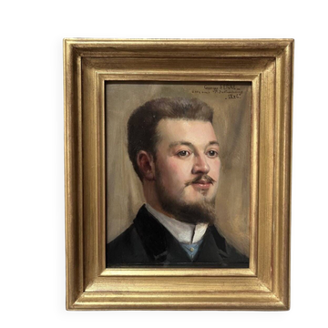 Georges Ferré (1853-1924) Portrait of a friend, 1886, oil on panel, signed