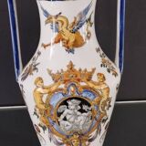Gien earthenware vase with handles