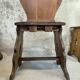 Set of six vintage brutalist wooden chairs.