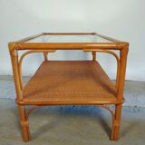 Glass and rattan coffee table