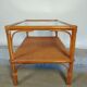 Glass and rattan coffee table