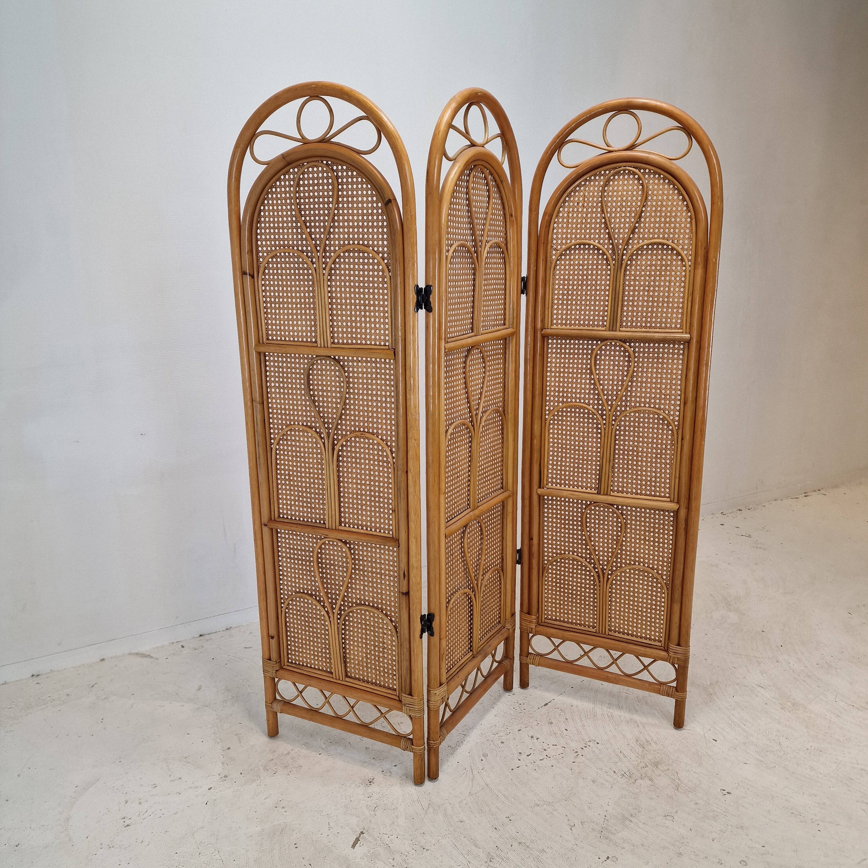 Italian Room Divider in Rattan and Wicker, 1960s