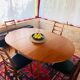 Expandable teak dining table, butterfly extension, circa 60s