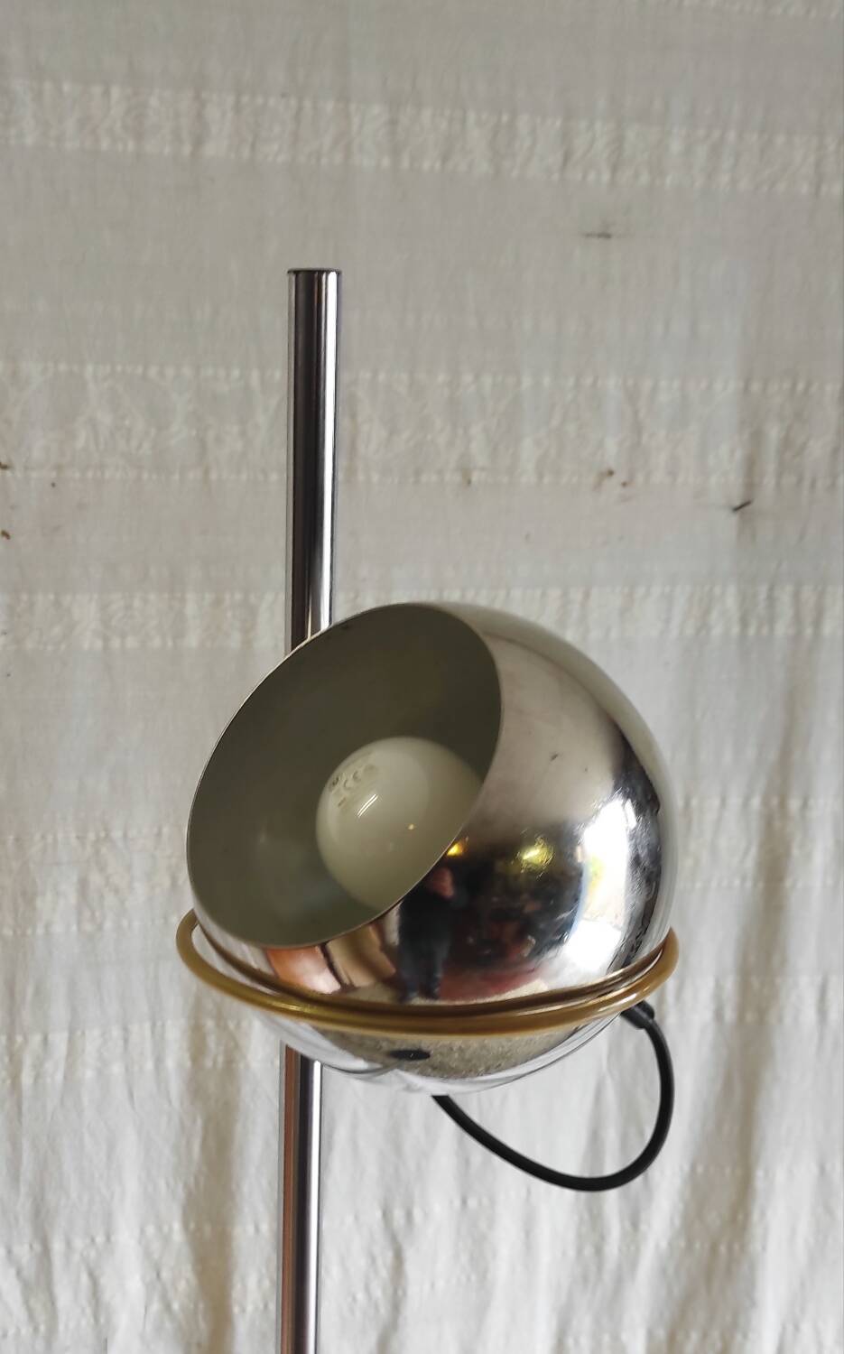 Eyeball type floor lamp/reading light in chrome metal - 1970s