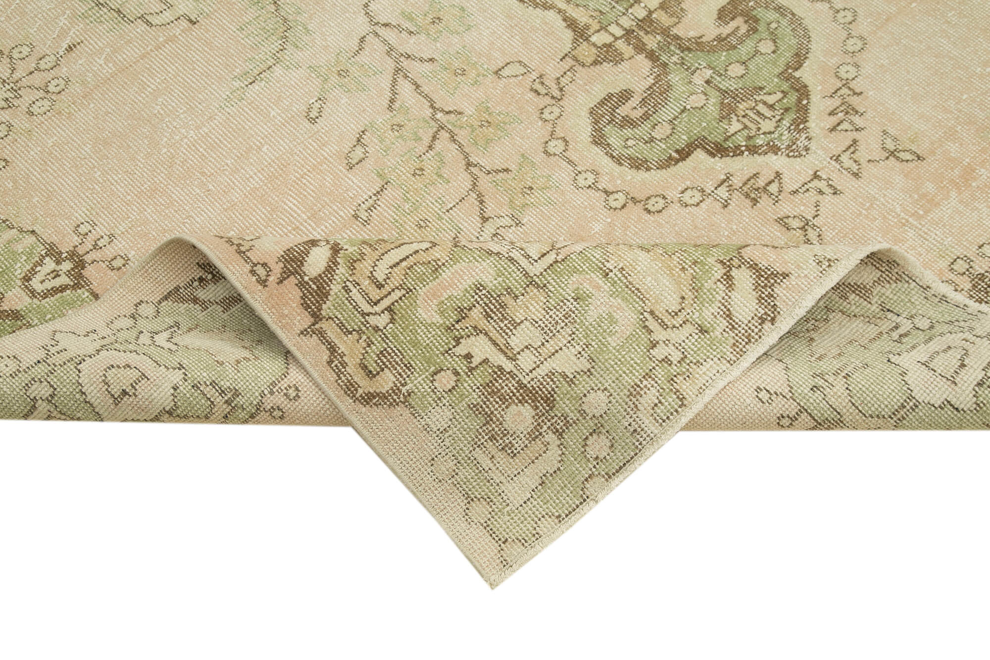 Handwoven Distressed Anatolian Beige Carpet 190 cm x 286 cm