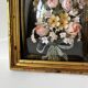 Old frame curved glass square dried flowers and fabric