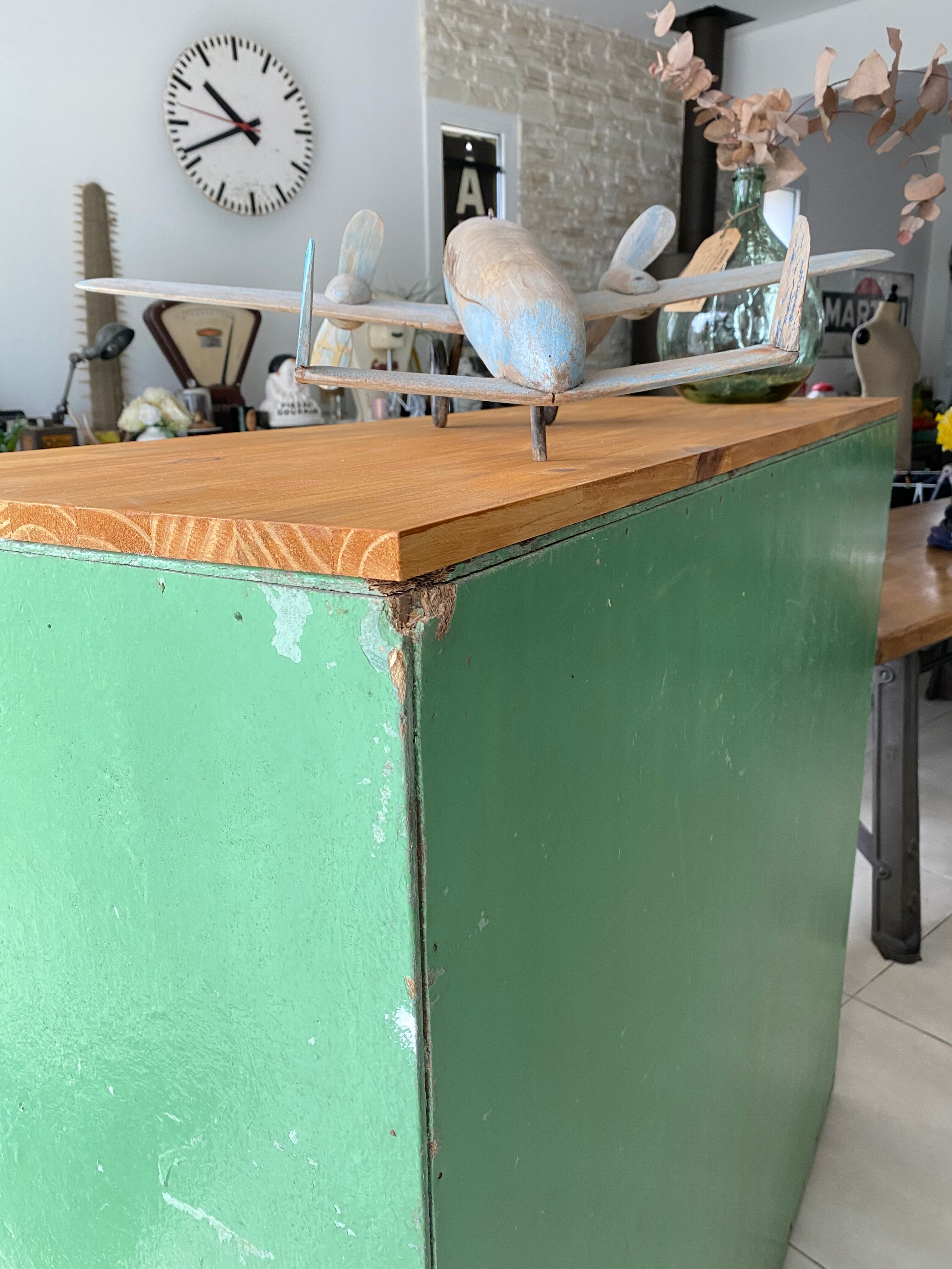 Meuble de métier en bois vintage
