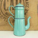 Old coffee maker in pastel blue enamelled sheet
