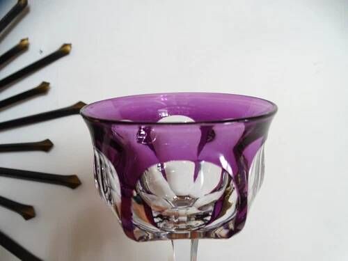 BACCARAT "Malmaison" Glass wine rhinestone double violet antique - 19 cm
