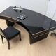 Art Deco desk in black lacquer, walnut & metal, France, 1950