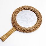 Wicker hand mirror