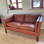 Vintage danish mid century  cognac leather 2 seater stouby sofa