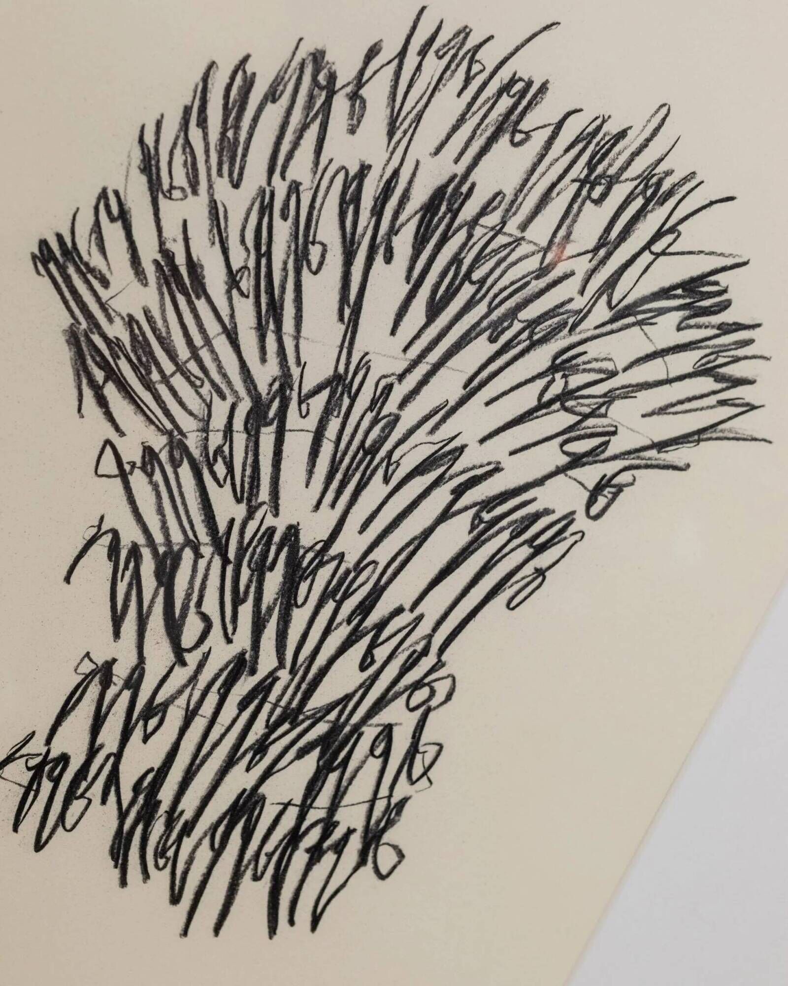 Noir charcoal on paper – Original 2019 abstract drawing in wooden frame by Paul Wilhelm Jacobs