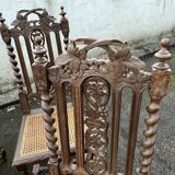 4 Henri II style chairs with twisted columns and cane seats