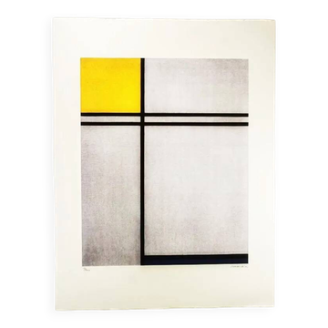 Limited edition lithograph by Piet Mondrian from the 1970s, pencil numbered.