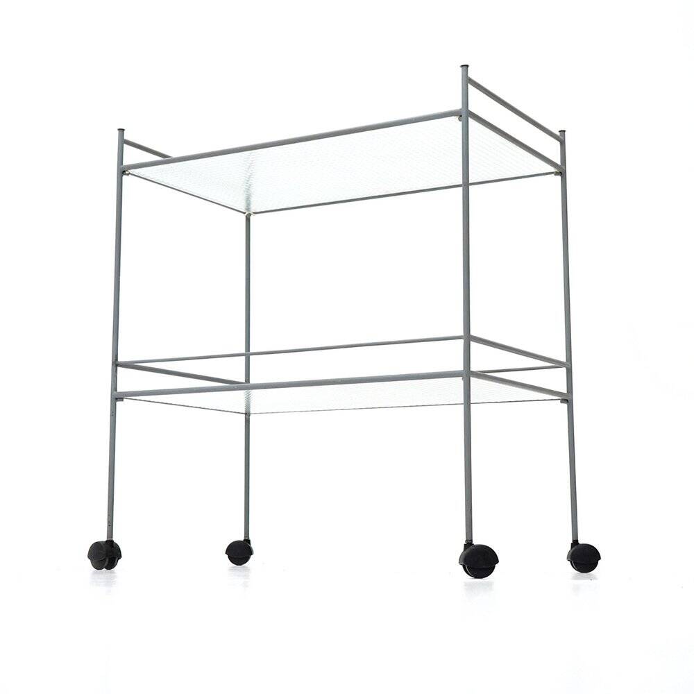 1980s metal and glass serving trolley