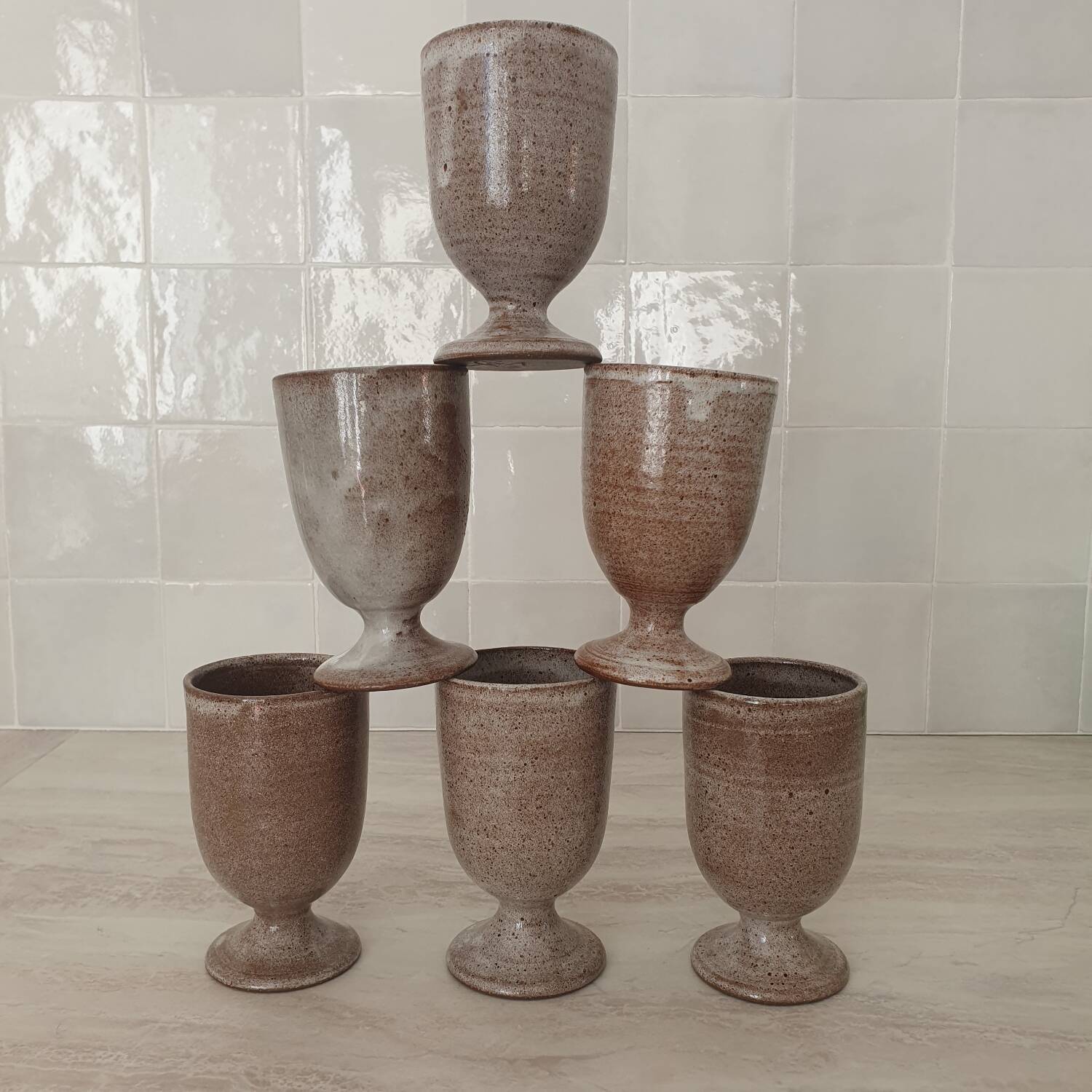 Signed stoneware cups or Mazagran
