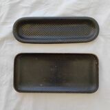 oval and rectangular trays / papier-mâché with golden stars NAPOLEON III / 1set of 2 pieces
