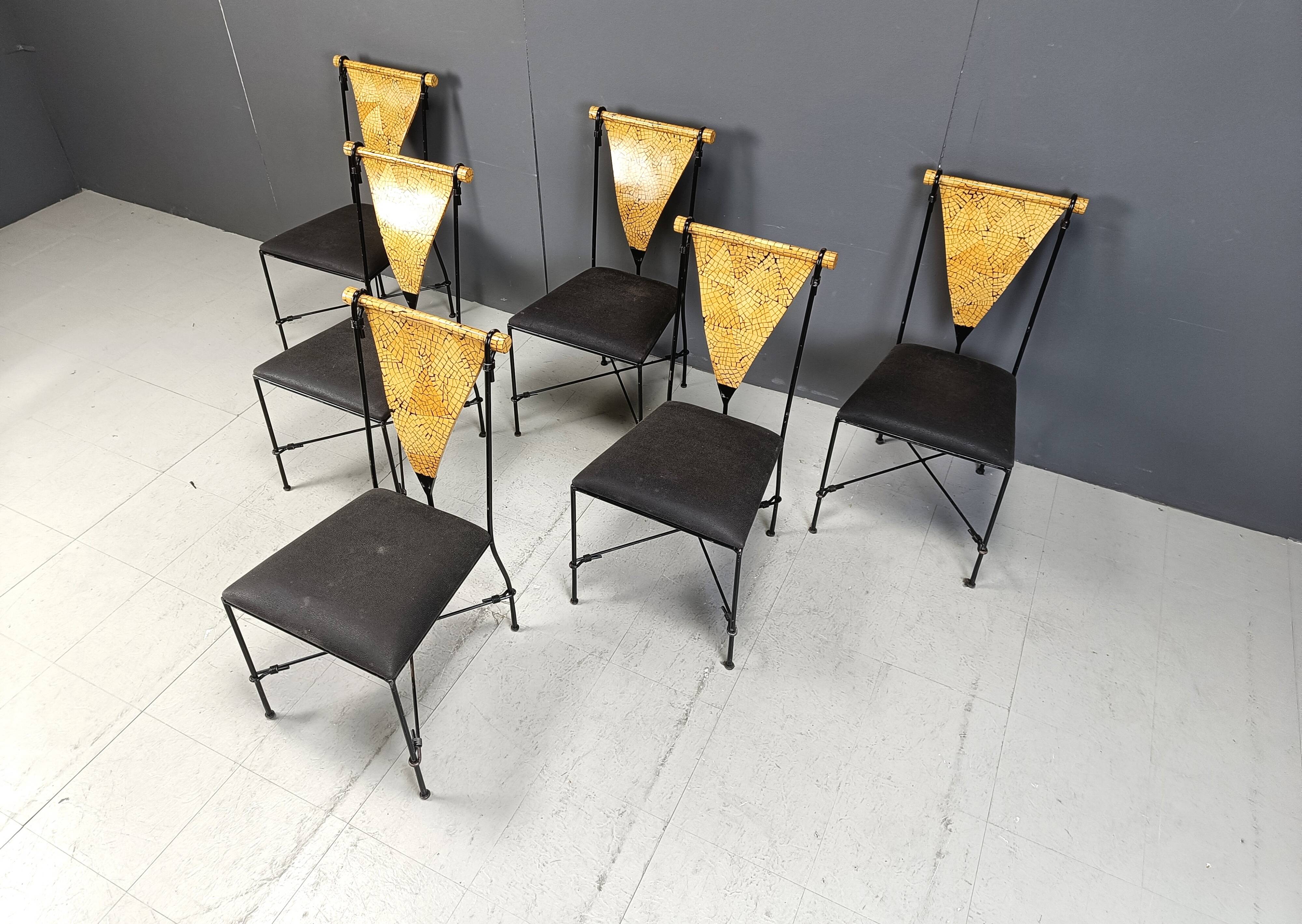 Set of 6 post modern dining chairs, 1970s