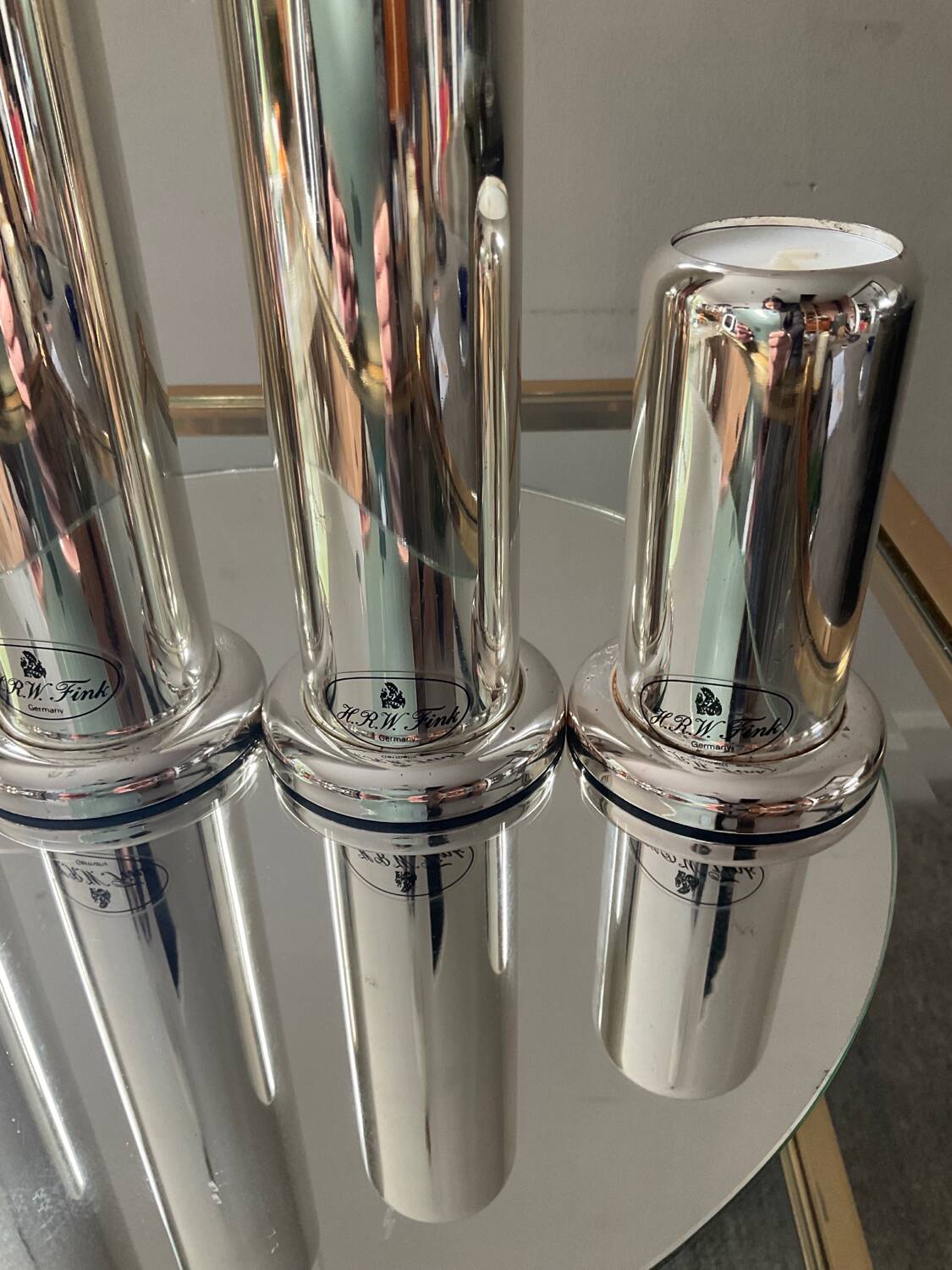Series 4 HRW Fink Germany candlesticks from the 70s in silver metal