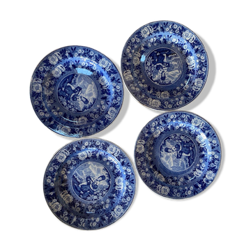 Lot de 4 assiettes plates anglaises milieu XIX